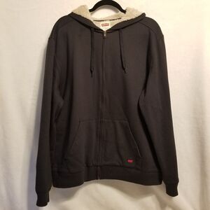 Levis Mens L Hoodie Jacket Sherpa Lined Full-Zip Black Workwear Heavy Farm Chore